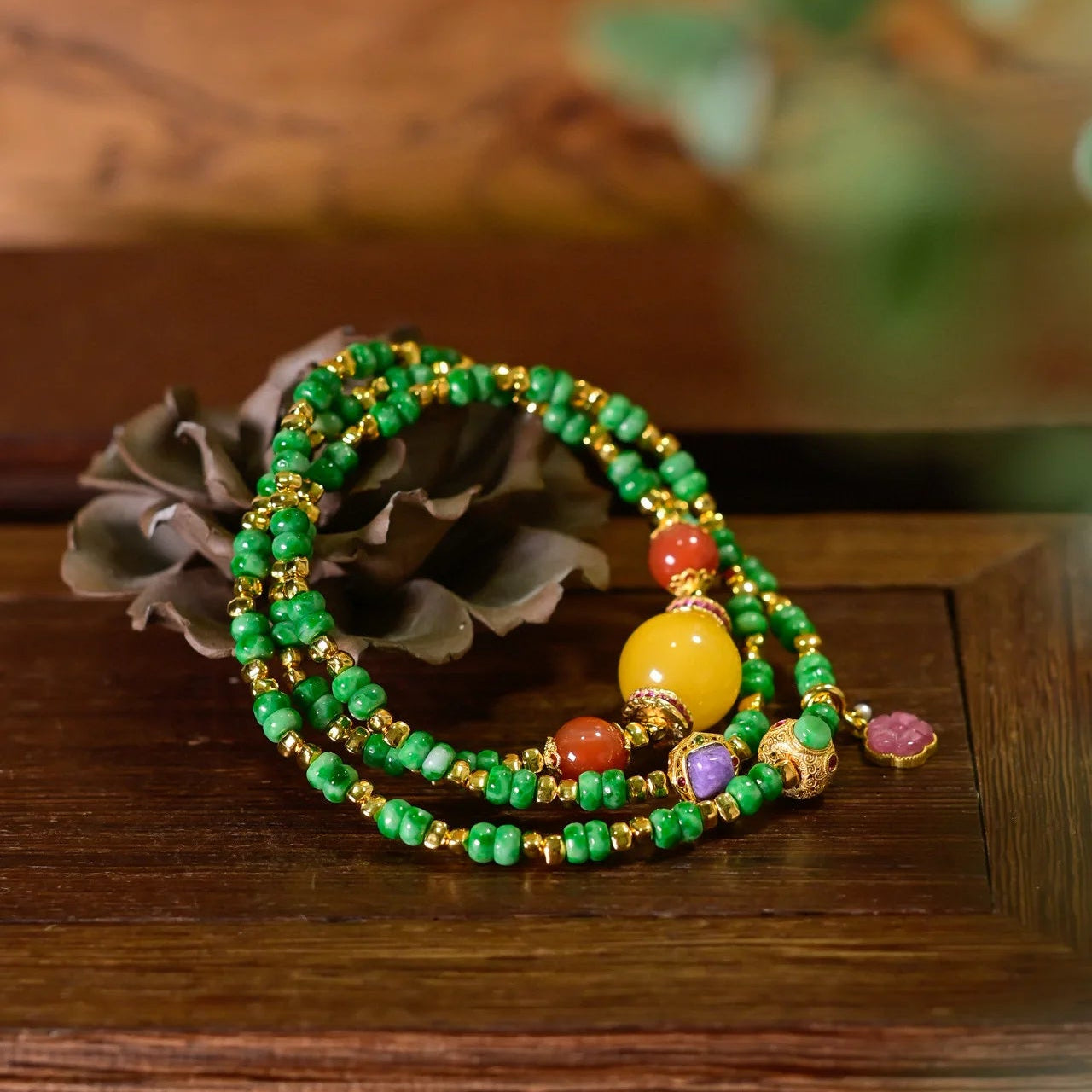 Green Jade Wrap Bracelet-ToShay.org