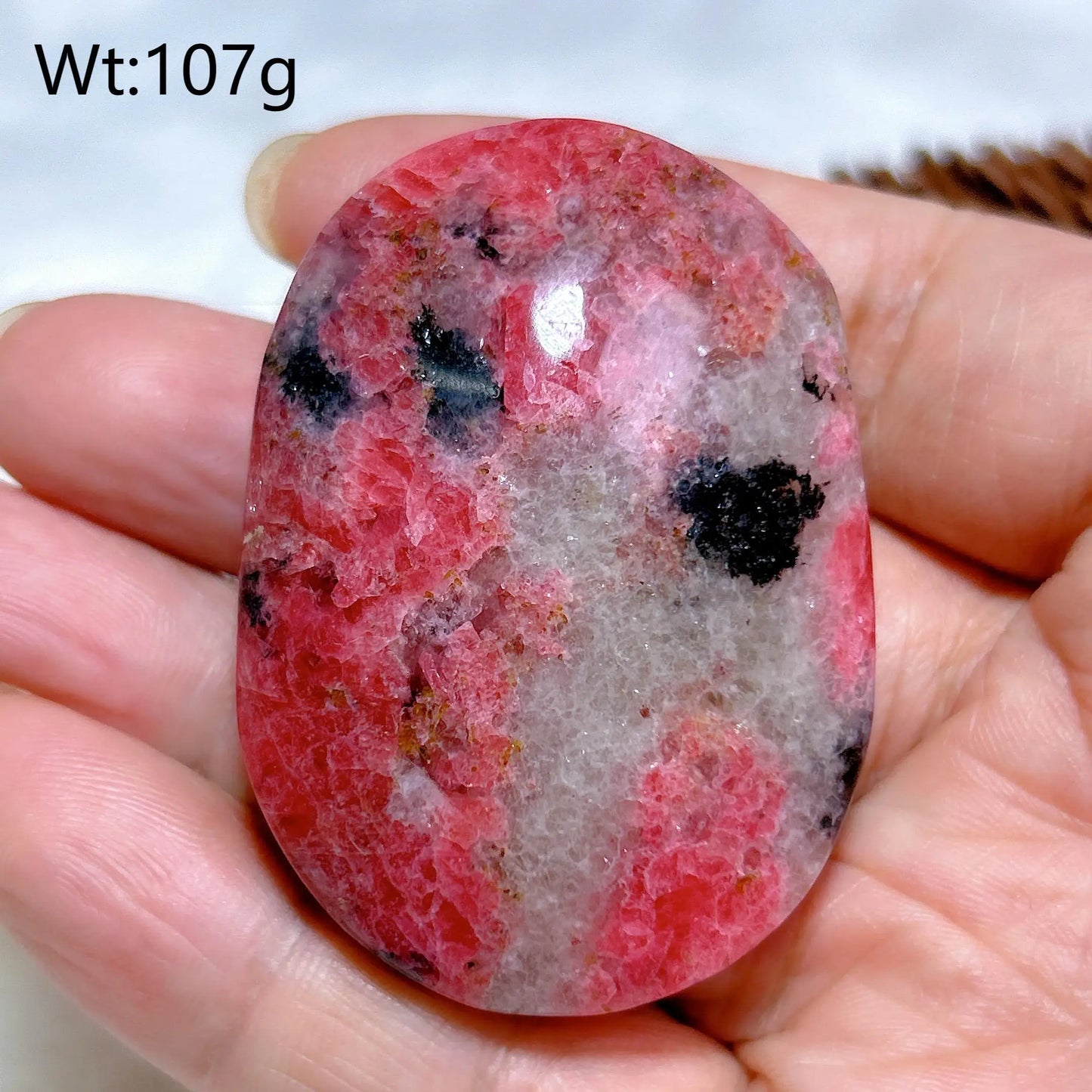 Pink Rhodonite Palm Stone-ToShay.org