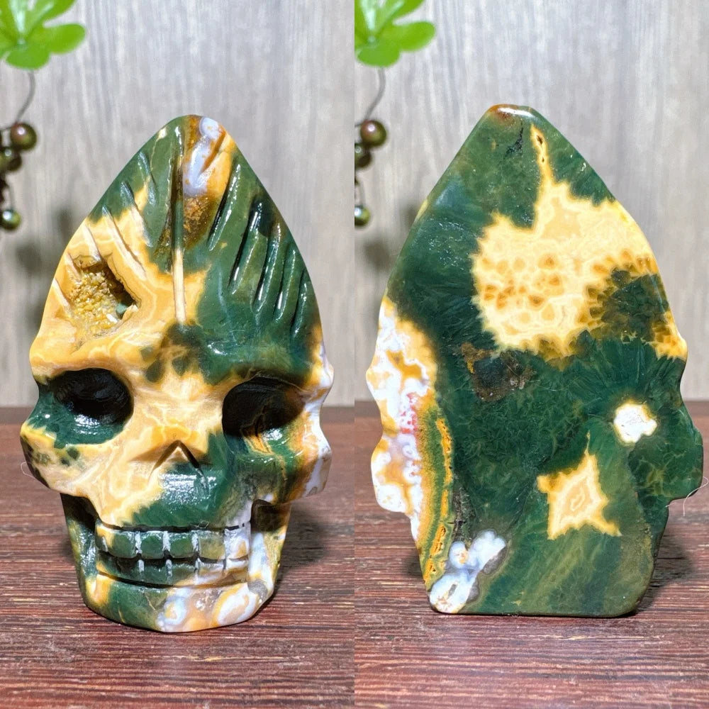 Green Ocean Jasper Skull-ToShay.org