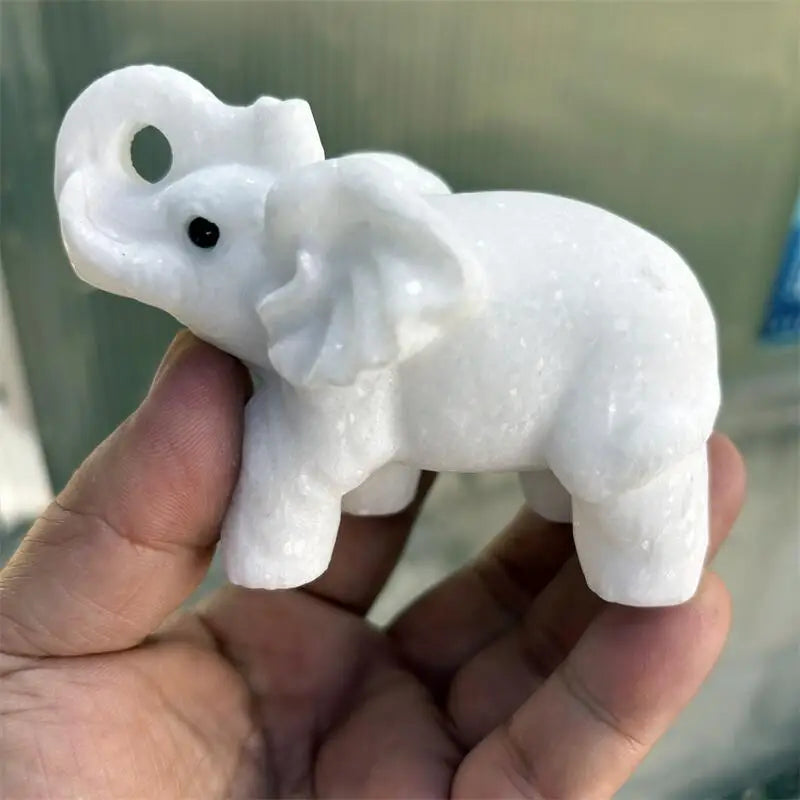 White Marble Jade Elephant-ToShay.org