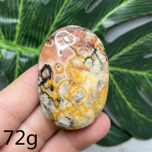 Yellow Crazy Agate Palm Stone-ToShay.org
