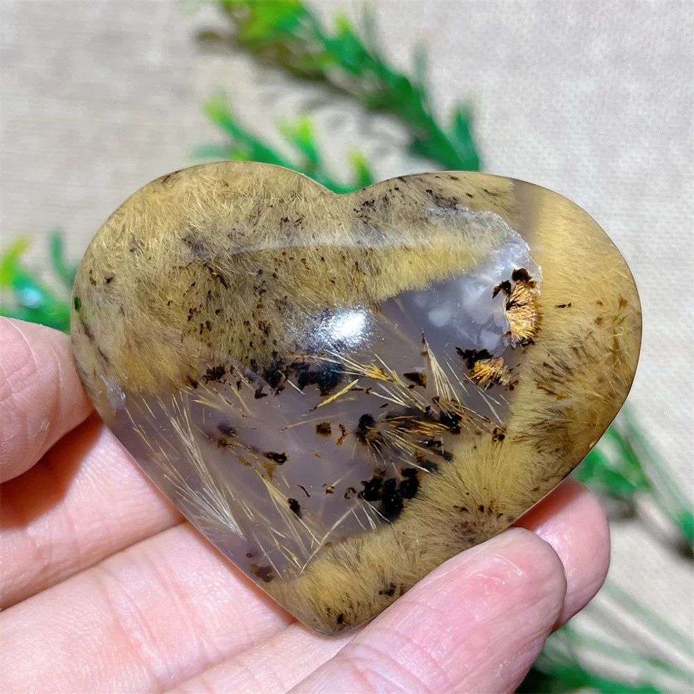 Yellow Hair Agate Heart-ToShay.org