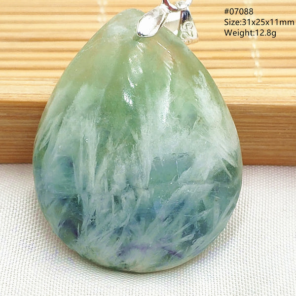 Green Feather Fluorite Pendant-ToShay.org