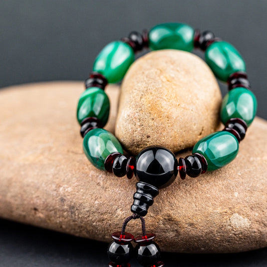 Green Agate Bead Bracelet-ToShay.org