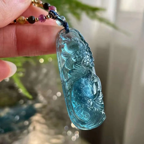 Blue Aquamarine Fish Pendant-ToShay.org
