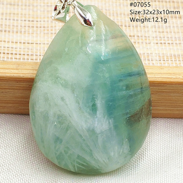 Green Feather Fluorite Pendant-ToShay.org