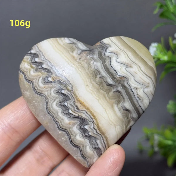 Black Yellow Stripe Calcite Heart-ToShay.org