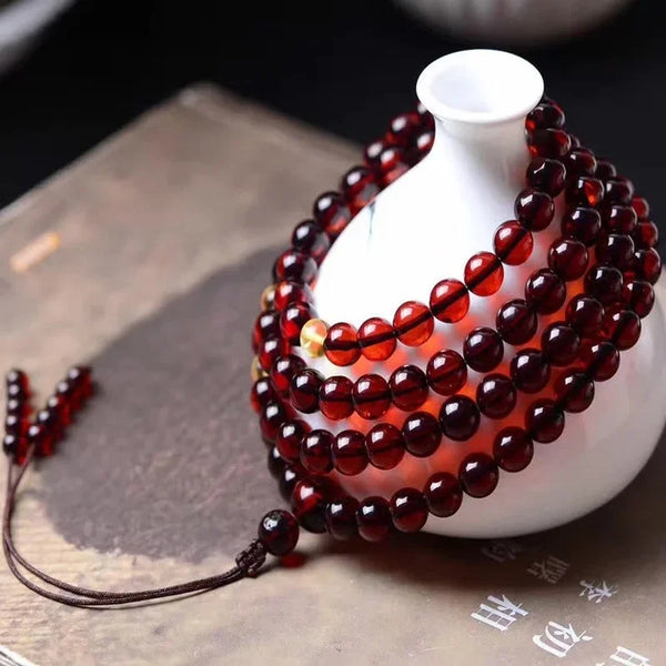 Red Amber Buddha Beads-ToShay.org