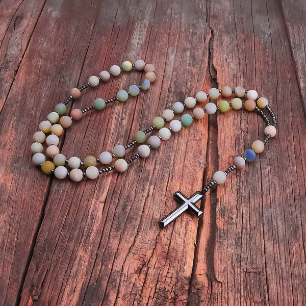 Blue Amazonite BEad Rosary N-ToShay.org