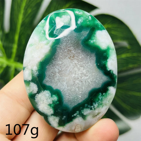 Green Flower Agate Palm Stone-ToShay.org