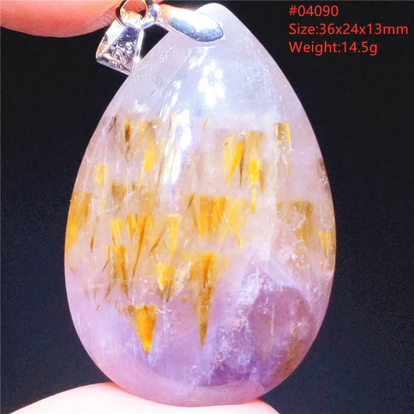 Purple Rutilated Auralite Pendant-ToShay.org