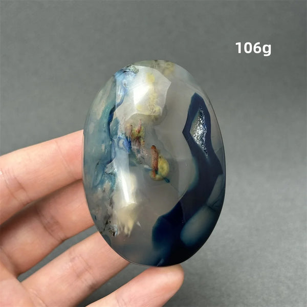 Blue Agate Palm Stone-ToShay.org