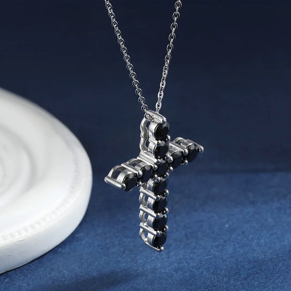 Silver Black Cross Necklace-ToShay.org