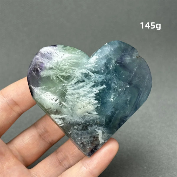 Green Feather Fluorite Heart-ToShay.org