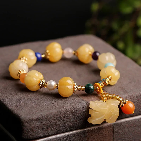 Gold Jade Pumpkin Bead-ToShay.org