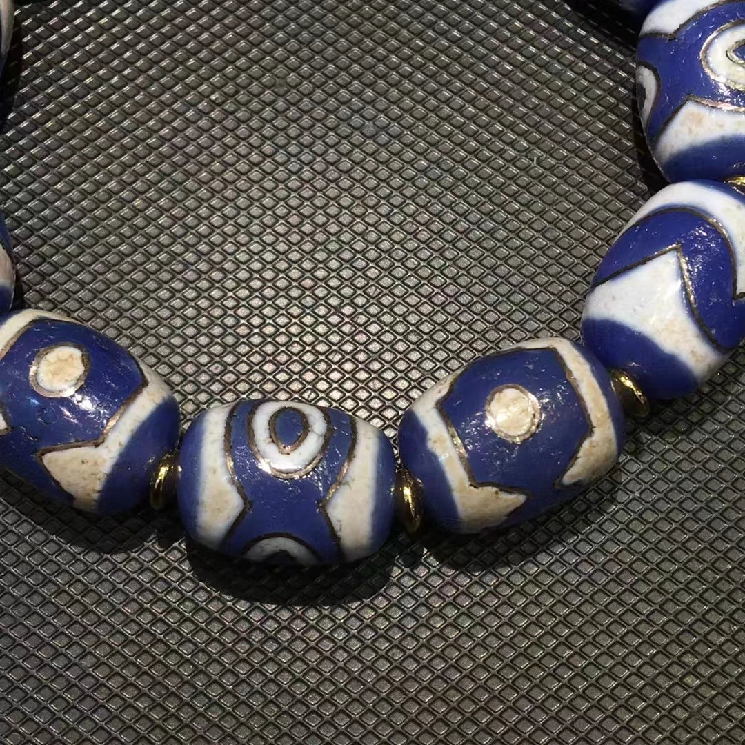 Blue Duobao Dzi Bracelet-ToShay.org