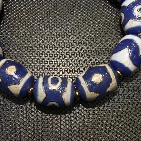 Blue Duobao Dzi Bracelet-ToShay.org