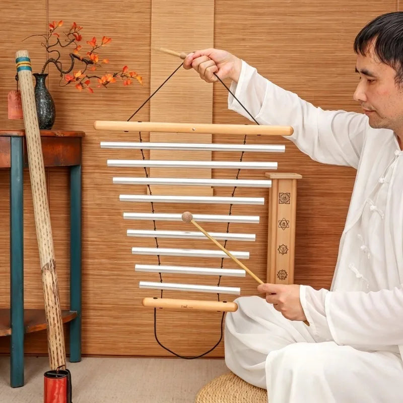 9 Tone Sound Beam Professional Rhythm Wind Chimes Portable Tubular Aluminum Wind Chime Meditation Sound Healing Hanging Bell-ToShay.org