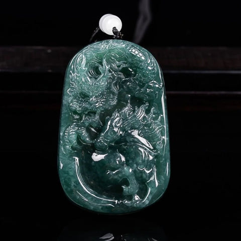 Green Jadeite Dragon Pendant-ToShay.org