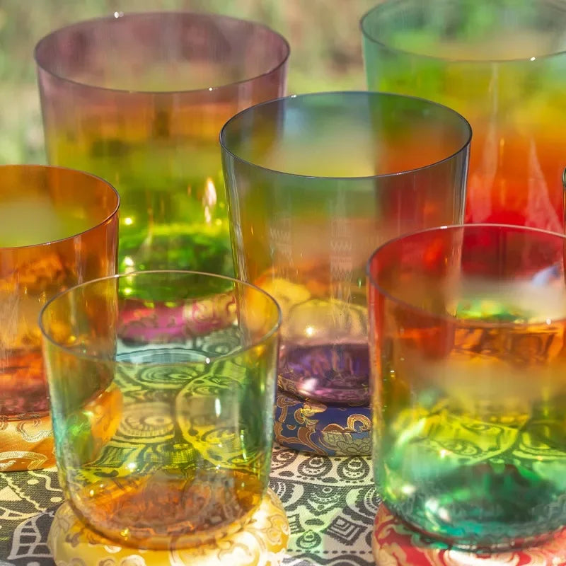 Mixed Rainbow Crystal Singing Bowls-ToShay.org