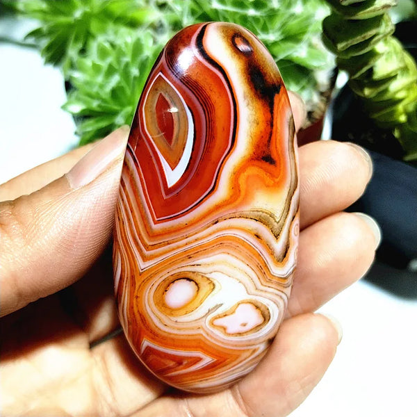 Red Flower Agate Palm Stone-ToShay.org