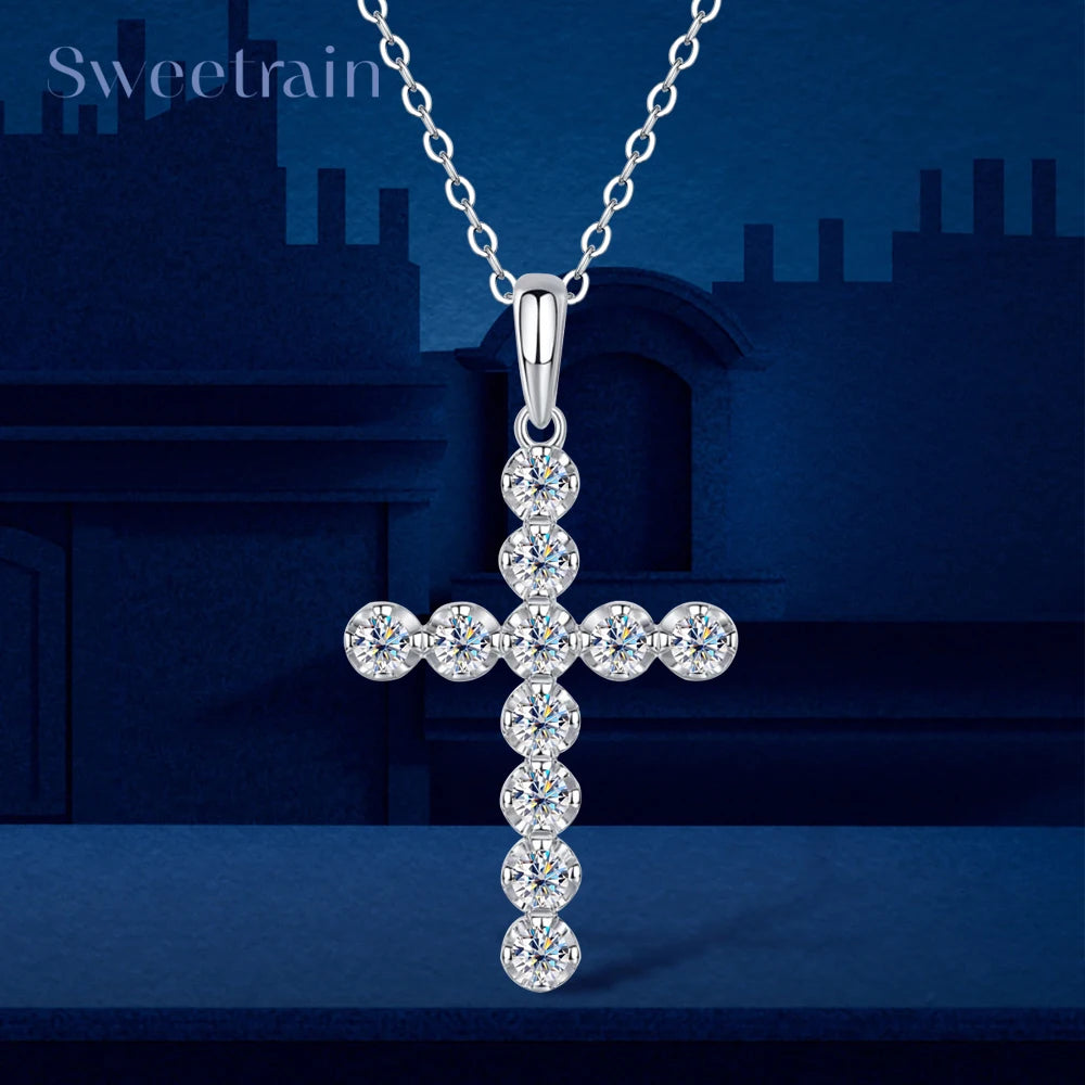 Silver Diamond Cross Pendant-ToShay.org