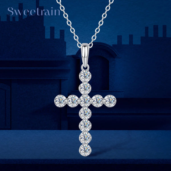 Silver Diamond Cross Pendant-ToShay.org