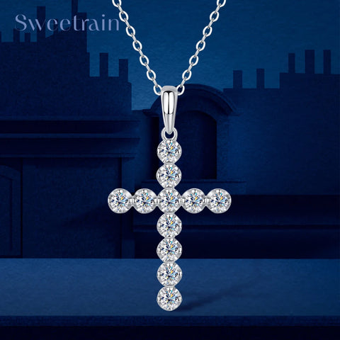 Silver Diamond Cross Pendant-ToShay.org