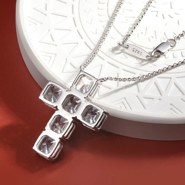 Silver Diamond Cross Pendant-ToShay.org