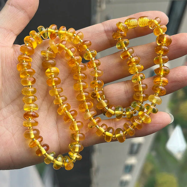 Yellow Amber Bead Necklace-ToShay.org