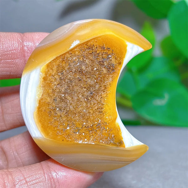 Grey Agate Silk Druzy Moon-ToShay.org