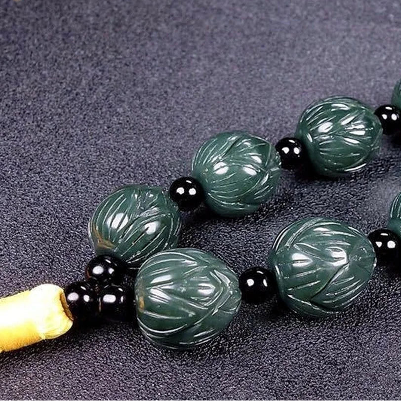 Green Jadeite Buddha Beads-ToShay.org