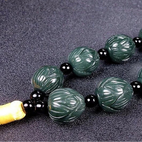 Green Jadeite Buddha Beads-ToShay.org