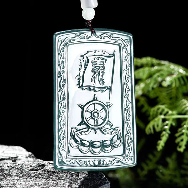 Blue Jade Guan Gong Pendant-ToShay.org