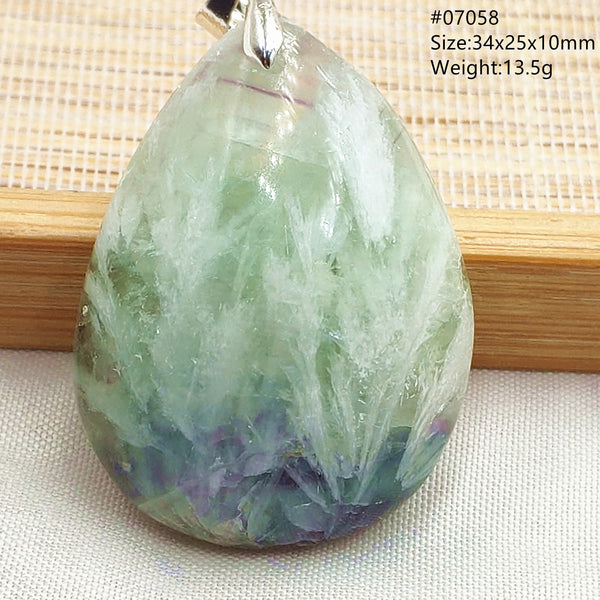 Green Feather Fluorite Pendant-ToShay.org