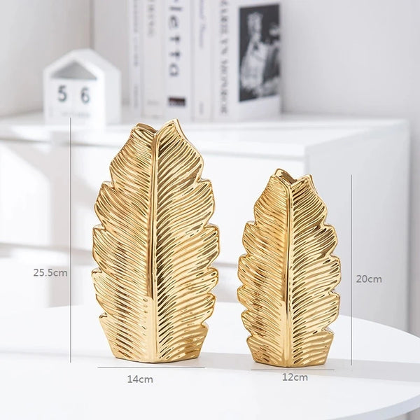 Black Gold Leaf Vase-ToShay.org