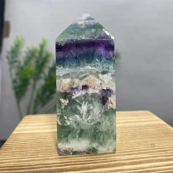 Green Feather Fluorite Wand-ToShay.org