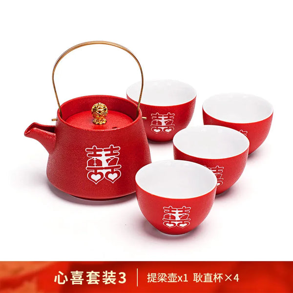 Red Ceramic Tea Set-ToShay.org