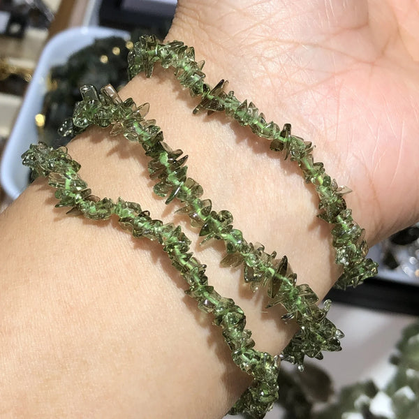 Green Moldavite Chip Beads-ToShay.org