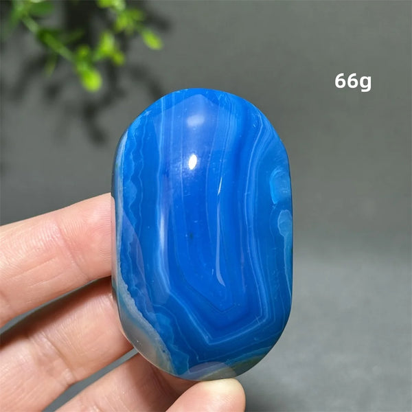 Blue Agate Palm Stone-ToShay.org