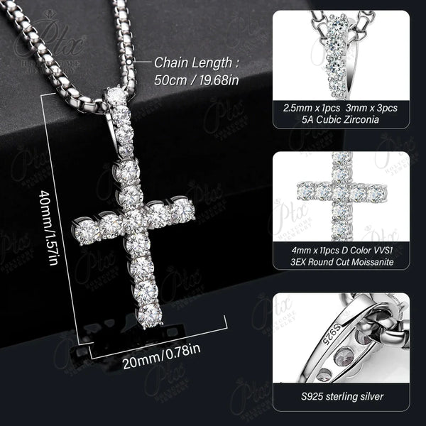 Silver Diamond Cross Pendant-ToShay.org