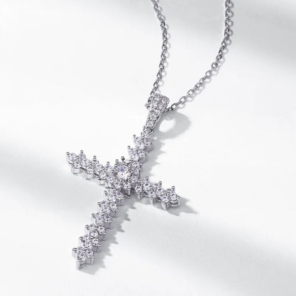 Silver Diamond Cross Pendant-ToShay.org