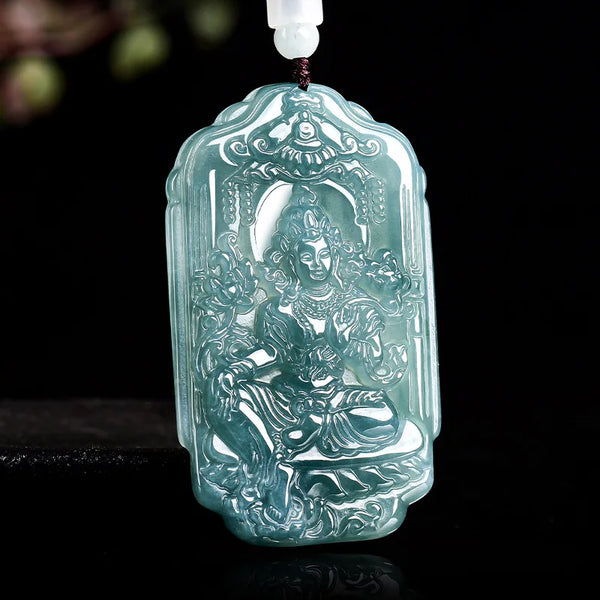 Blue Jadeite Guanyin Pendant-ToShay.org