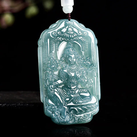 Blue Jadeite Guanyin Pendant-ToShay.org
