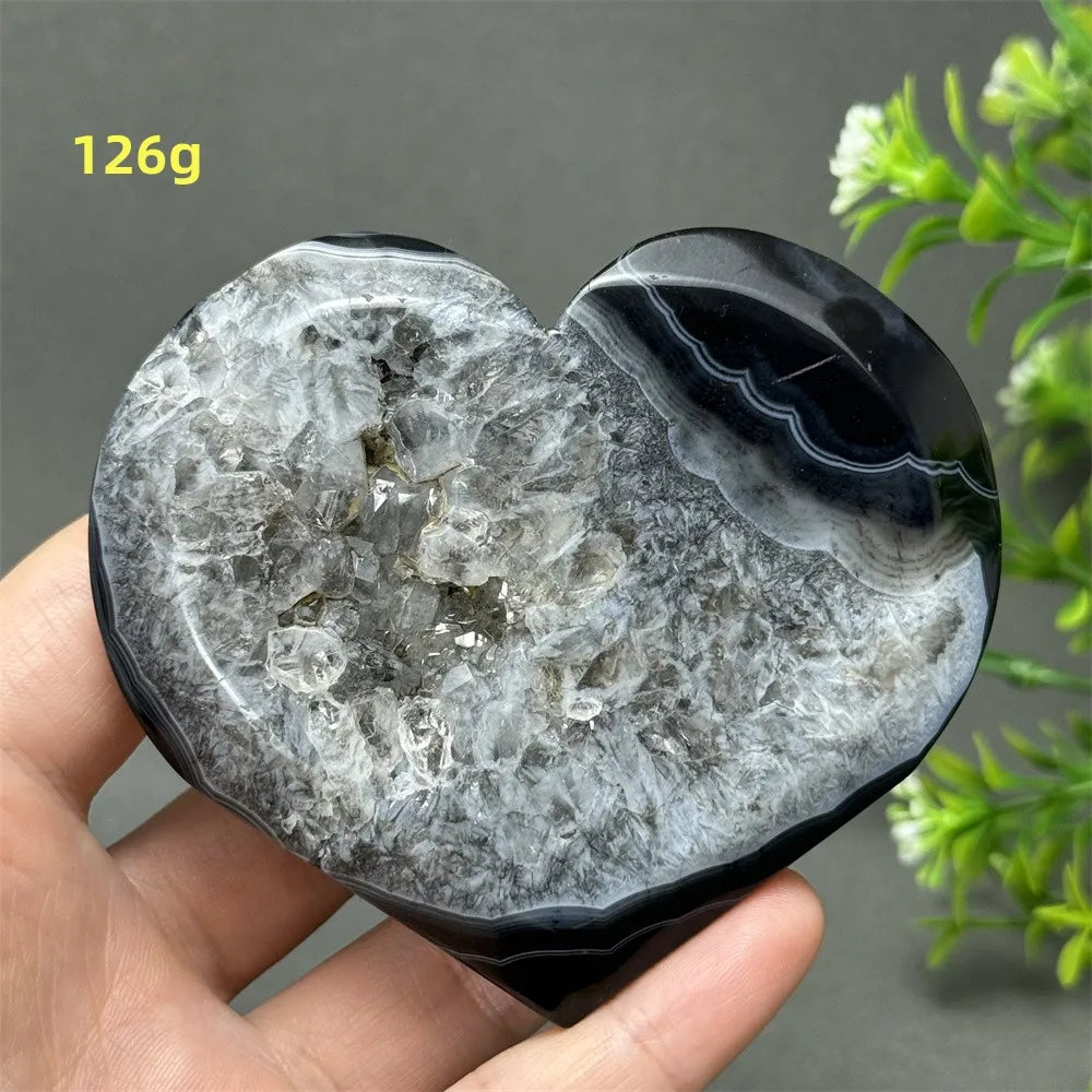Black Agate Geode Heart-ToShay.org