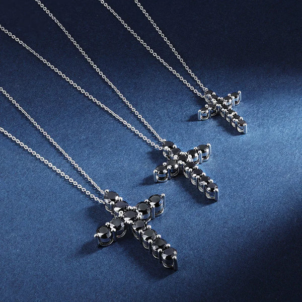Silver Black Cross Necklace-ToShay.org