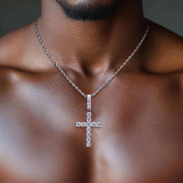 Silver Diamond Cross Pendant-ToShay.org