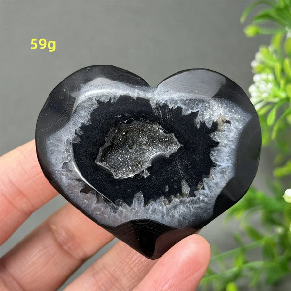 Black Agate Geode Heart-ToShay.org