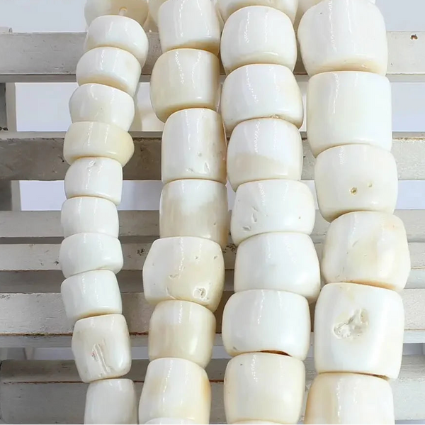 White Coral Rondelle Beads-ToShay.org