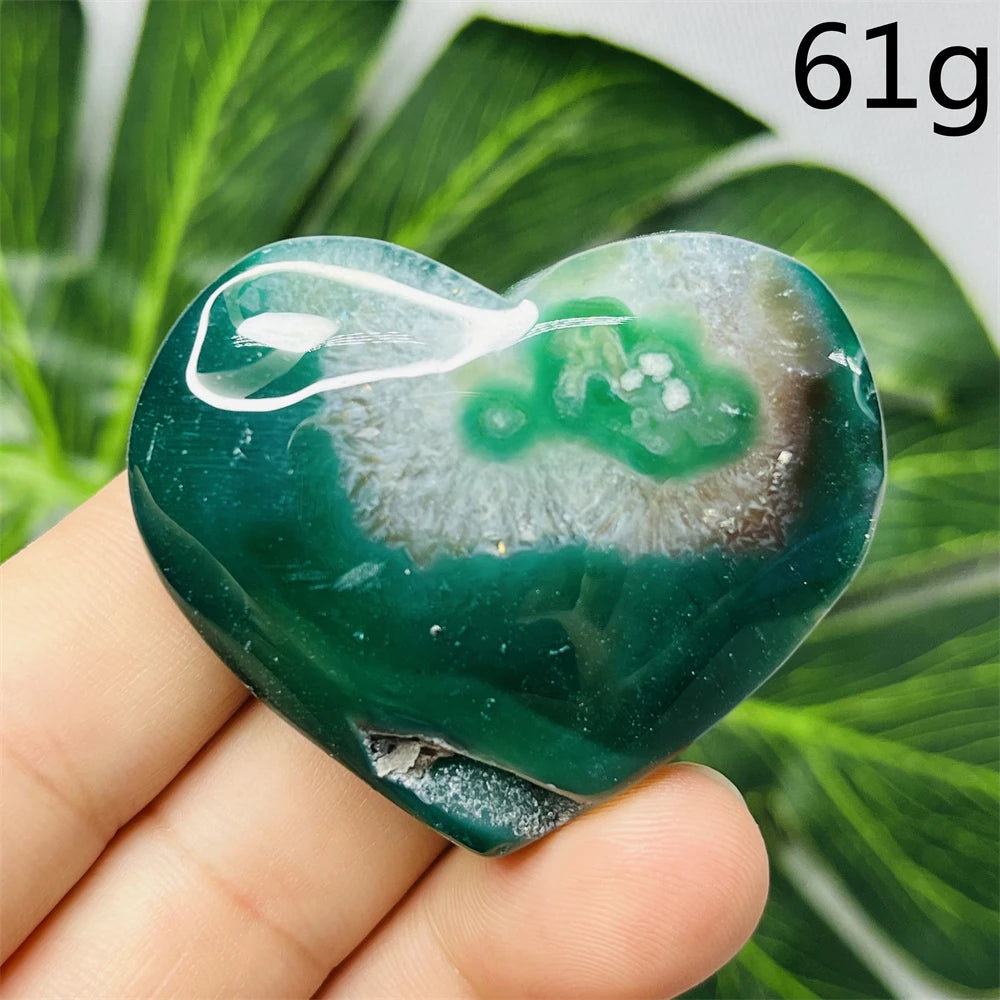 Green Flower Agate Heart-ToShay.org